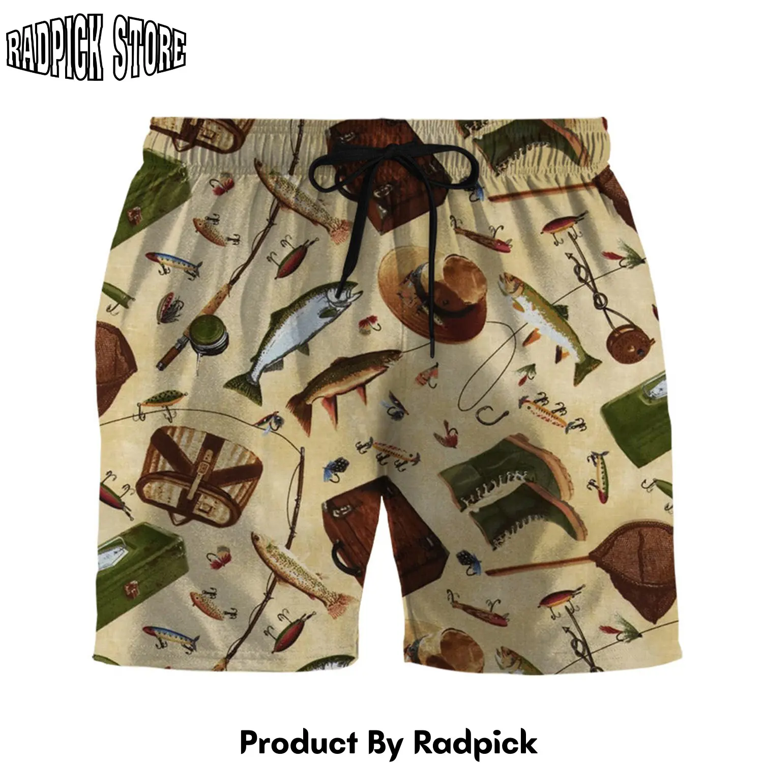Radpick 3d old fishing style custom men shorts rp631305